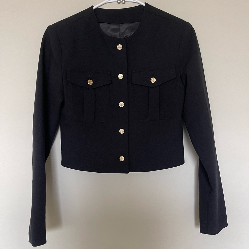 Abercrombie & Fitch Short Tailored Suit Jacket Blazer in Black